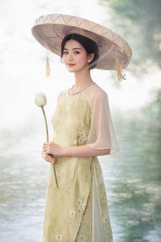 Set Áo Dài Tơ Hoa 3 Tà Mentosa-ADMTS040226L1