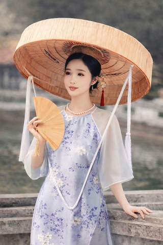 Set Áo Dài Tơ Hoa 3 Tà Mentosa-ADMTS040226L1