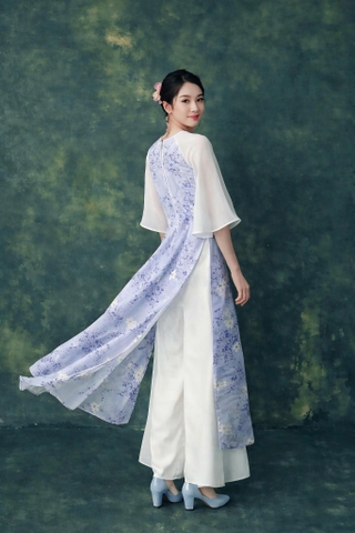 Set Áo Dài Tơ Hoa 3 Tà Mentosa-ADMTS040226L1