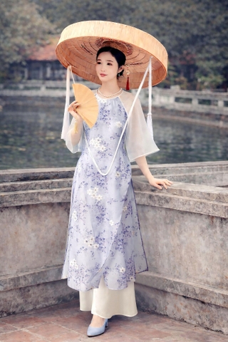 Set Áo Dài Tơ Hoa 3 Tà Mentosa-ADMTS040226L1