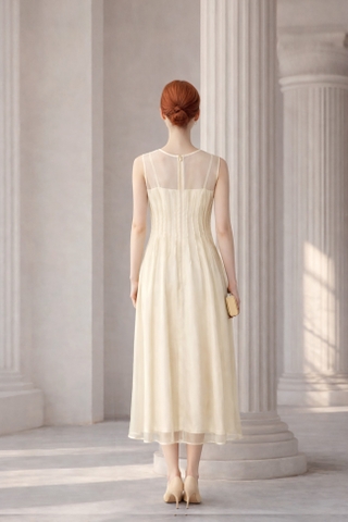 Set Đầm Tơ Xếp Ly Mentosa-DMTS241025L1