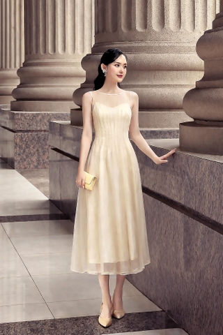 Set Đầm Tơ Xếp Ly Mentosa-DMTS241025L1