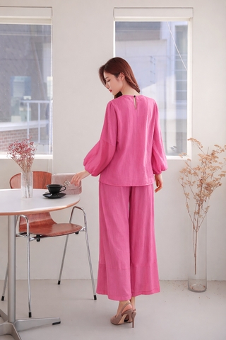 Set Mentosa Áo Lụa Tay Kiểu Quần Lai Chéo Nút 3 Màu-SMTS070925L1