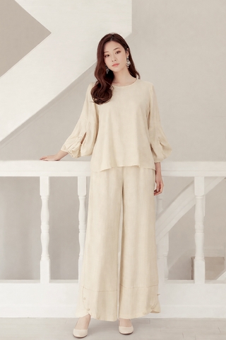 Set Mentosa Áo Lụa Tay Kiểu Quần Lai Chéo Nút 3 Màu-SMTS070925L1