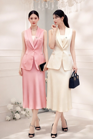 Áo Vest Lụa Nút Trang Trí Mentosa 2 Màu-AMTS230825H1