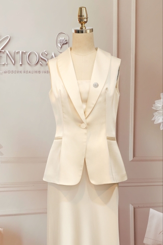 Áo Vest Lụa Nút Trang Trí Mentosa 2 Màu-AMTS230825H1