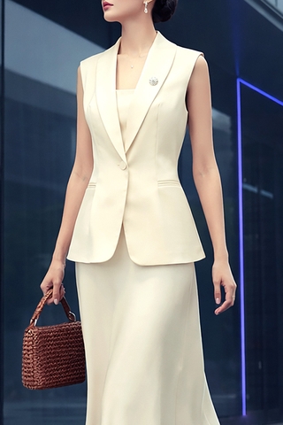 Áo Vest Lụa Nút Trang Trí Mentosa 2 Màu-AMTS230825H1