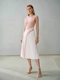 Đầm CK SN Dập Ly Phối Màu-TPSRD040325