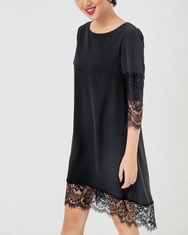 Đầm Mentosa Form Suông Cổ Tròn Tay Lở Phối Ren - U2111131218