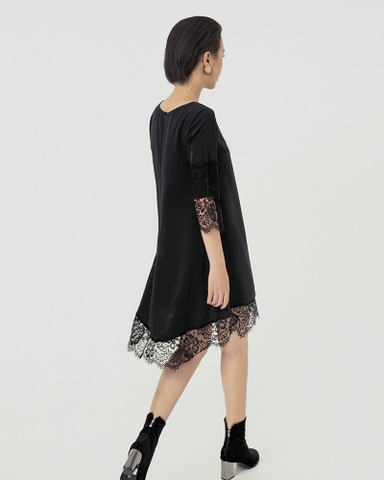 Đầm Mentosa Form Suông Cổ Tròn Tay Lở Phối Ren - U2111131218