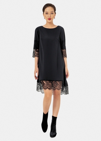 Đầm Mentosa Form Suông Cổ Tròn Tay Lở Phối Ren - U2111131218