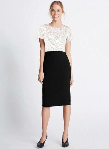 Đầm thun khoét lưng tay con phối đen xanh M&S-P2606070717