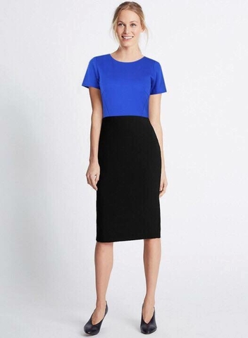 Đầm thun khoét lưng tay con phối đen xanh M&S-P2606070717