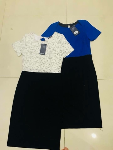 Đầm thun khoét lưng tay con phối đen xanh M&S-P2606070717