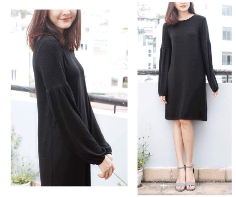 Đầm Gap thun sọc tay dài bo tay T1808080918
