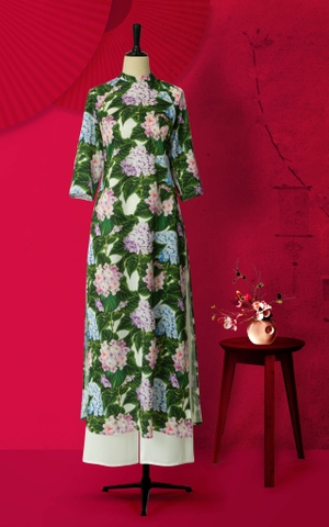 Áo Dài Cách Tân Katosa Màu Hoa Cẩm Tú Cầu-KTS221511CT