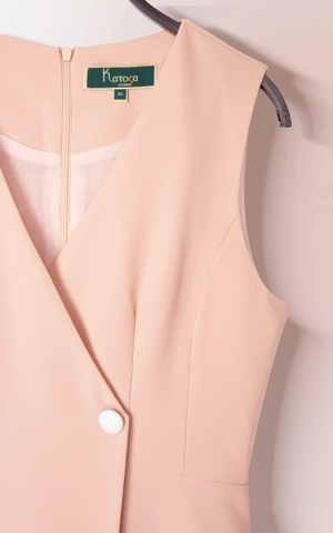 Đầm Katosa Cổ Tim Sát Nách Dáng Xòe Phối Nút-KTS231501