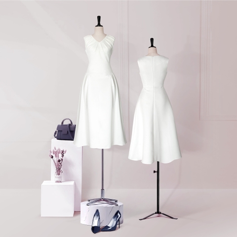 Đầm Katosa Sát Nách Cổ Tim 1 Màu-KTS230701