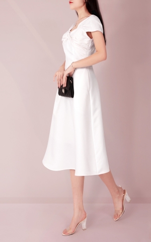 Đầm Katosa Xếp Chéo 1 Màu Trắng-KTS232501