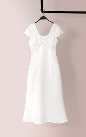 Đầm Katosa Xếp Chéo 1 Màu Trắng-KTS232501