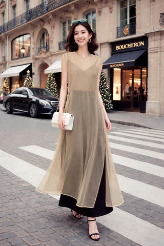 Áo Tơ Dáng Dài Xẻ Tà Mentosa 2 Màu-ATMTS141025L1