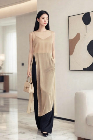 Áo Tơ Dáng Dài Xẻ Tà Mentosa 2 Màu-ATMTS141025L1