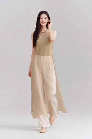 Áo Tơ Dáng Dài Xẻ Tà Mentosa 2 Màu-ATMTS141025L1