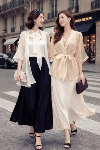 Áo Tơ Mentosa Vắt Chéo 2 Màu-AKMTS011025T1