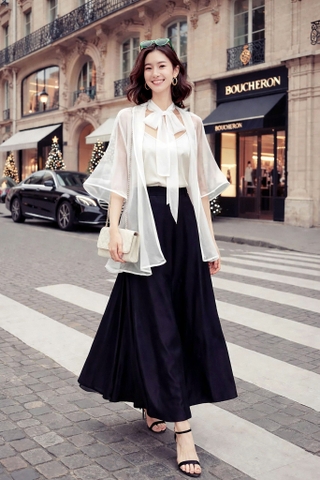 Áo Tơ Mentosa Vắt Chéo 2 Màu-AKMTS011025T1