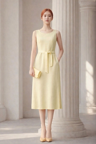 Đầm Mentosa Linen Thắt Eo-DMTS051125L1