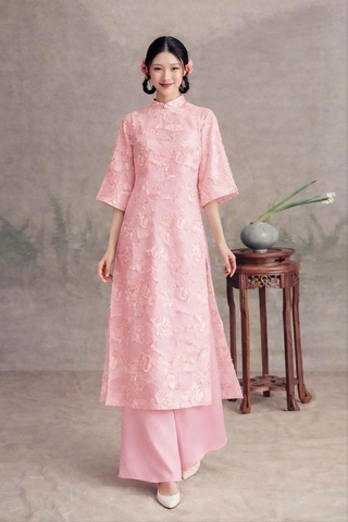 Set Áo Dài Gấm Nổi 3D Mentosa 3 Màu-MTS303122401L2