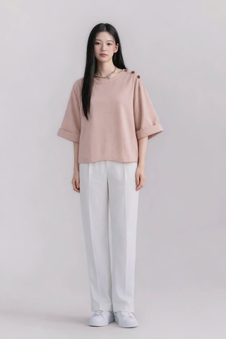 Áo Basic Vai Phối Nút Mentosa 2 Màu-AKMTS060925L1