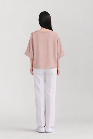 Áo Basic Vai Phối Nút Mentosa 2 Màu-AKMTS060925L1