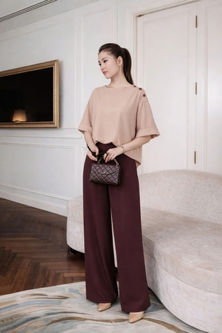 Áo Basic Vai Phối Nút Mentosa 2 Màu-AKMTS060925L1