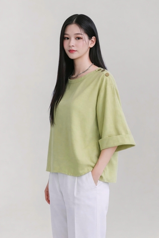 Áo Basic Vai Phối Nút Mentosa 2 Màu-AKMTS060925L1