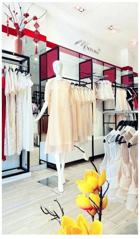 Set Đầm Tơ Viền Bèo Mentosa-DMTS251025L1