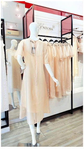 Set Đầm Tơ Viền Bèo Mentosa-DMTS251025L1