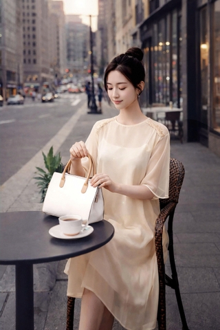 Set Đầm Tơ Viền Bèo Mentosa-DMTS251025L1