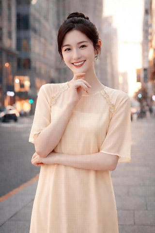 Set Đầm Tơ Viền Bèo Mentosa-DMTS251025L1