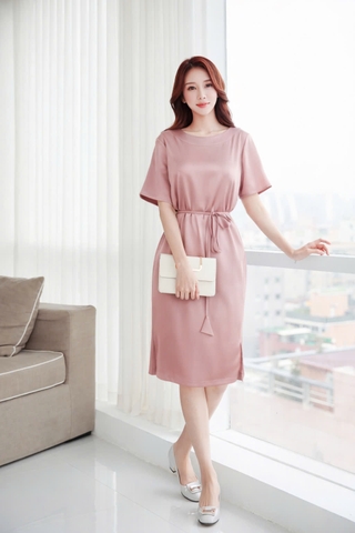 Đầm Lụa Suông Katosa Phối Dây Eo-DKTS29022026