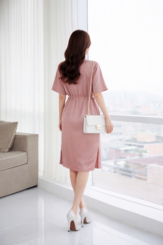 Đầm Lụa Suông Katosa Phối Dây Eo-DKTS29022026