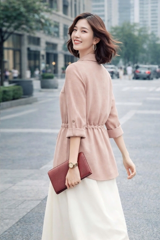 Áo Mentosa Sơ Mi Rút Eo 2 Màu-AMTS070925S1