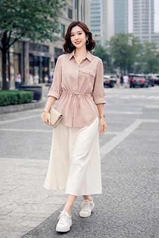 Áo Mentosa Sơ Mi Rút Eo 2 Màu-AMTS070925S1