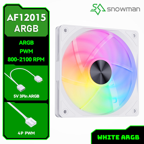 QUẠT TẢN NHIỆT SNOWMAN AF-12015 WHITE ARGB (MÀU TRẮNG/ MỎNG 1.5CM)