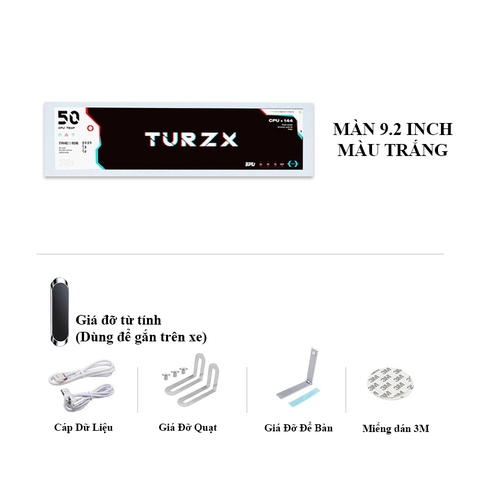 Màn hình TURZX 9.2 inch WHITE (MÀU TRẮNG/ Hiển thị thông số PC/ Tấm nền IPS)