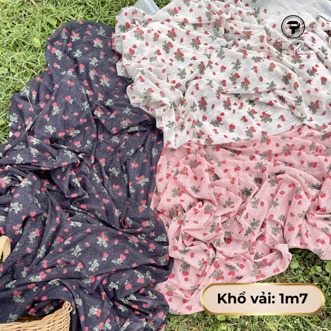 Vải Lưới In Trái Dâu