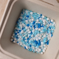 Kẹo bông đường trang trí bông tuyết xanh trắng 50gr