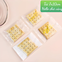 Túi đựng cookies trong chữ trắng vàng (100c)