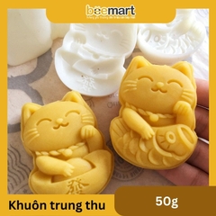 Khuôn trung thu lò xo 50 - 65gr mèo thần tài