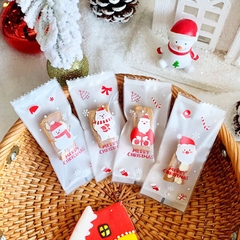 Túi đựng kẹo nougat trắng hình noel đỏ (100c) 4*10cm